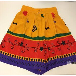 Vintage 80s High Waist Geometric Abstract Mom Shorts Culottes Wide Leg (bbC)